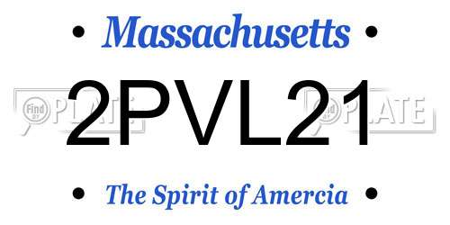 2PVL21 Massachusetts License Plate