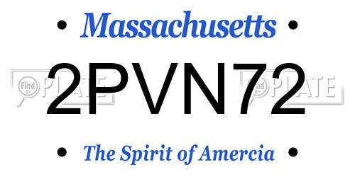 2PVN72 Massachusetts License Plate