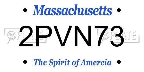 2PVN73 Massachusetts License Plate