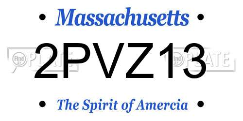 2PVZ13 Massachusetts License Plate