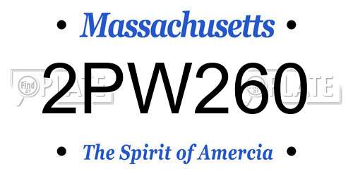 2PW260 Massachusetts License Plate