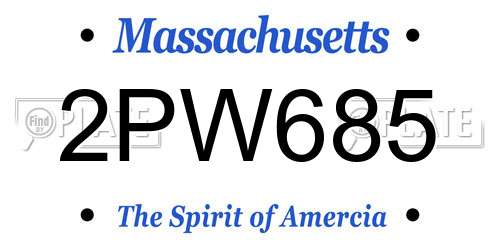 2PW685 Massachusetts License Plate