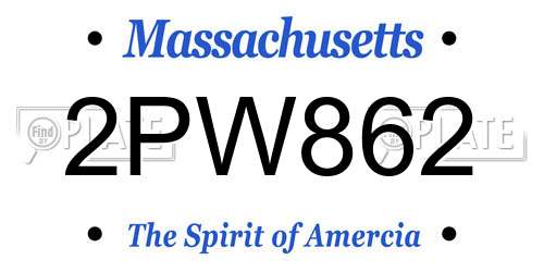 2PW862 Massachusetts License Plate