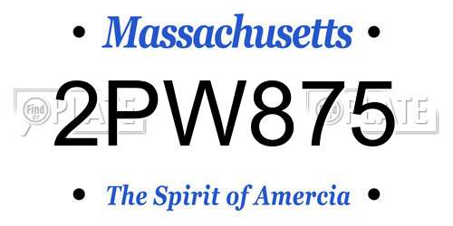 2PW875 Massachusetts License Plate