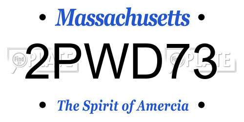 2PWD73 Massachusetts License Plate