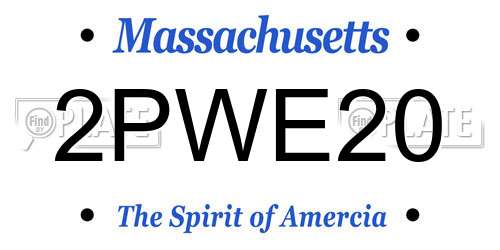 2PWE20 Massachusetts License Plate