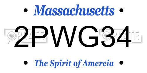 2PWG34 Massachusetts License Plate
