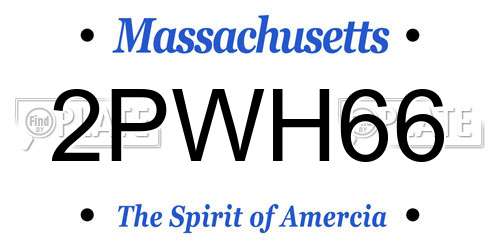 2PWH66 Massachusetts License Plate