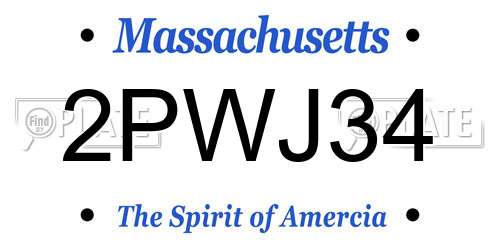2PWJ34 Massachusetts License Plate