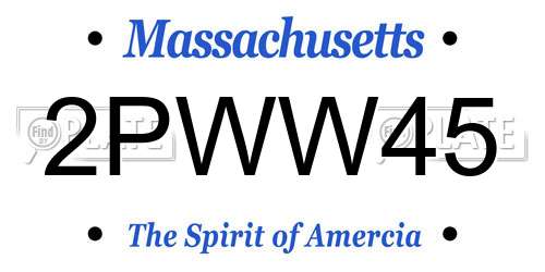 2PWW45 Massachusetts License Plate