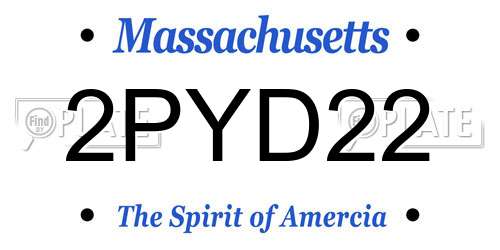 2PYD22 Massachusetts License Plate