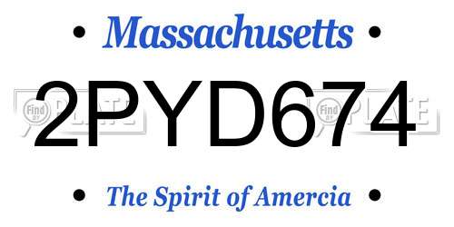 2PYD674 Massachusetts License Plate