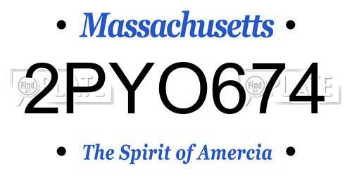 2PYO674 Massachusetts License Plate