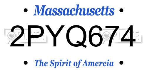 2PYQ674 Massachusetts License Plate