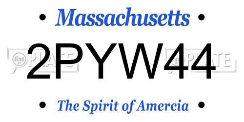 2PYW44 Massachusetts License Plate