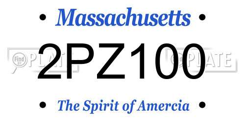 2PZ100 Massachusetts License Plate