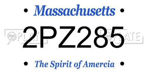 2PZ285 Massachusetts License Plate