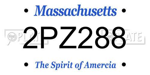 2PZ288 Massachusetts License Plate