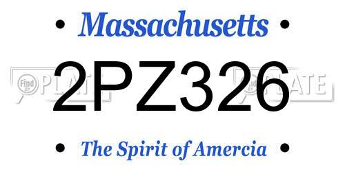 2PZ326 Massachusetts License Plate
