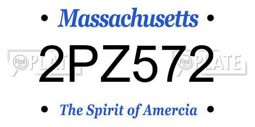 2PZ572 Massachusetts License Plate