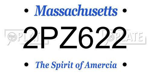 2PZ622 Massachusetts License Plate