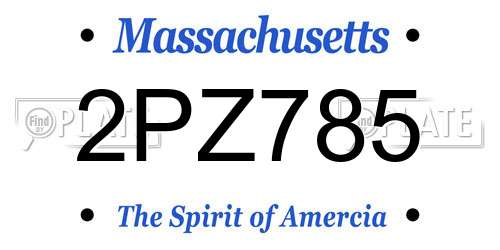2PZ785 Massachusetts License Plate