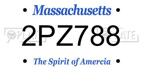 2PZ788 Massachusetts License Plate