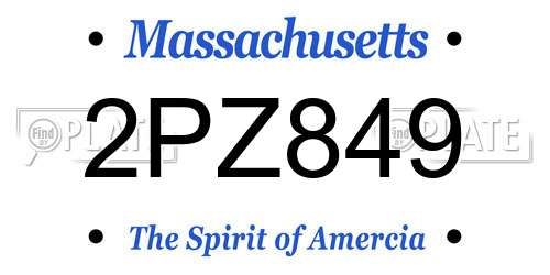 2PZ849 Massachusetts License Plate
