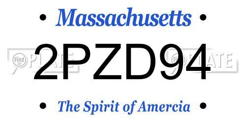 2PZD94 Massachusetts License Plate