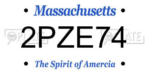 2PZE74 Massachusetts License Plate