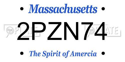 2PZN74 Massachusetts License Plate