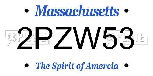2PZW53 Massachusetts License Plate