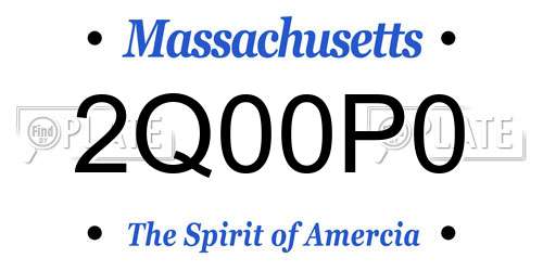 2Q00P0 Massachusetts License Plate