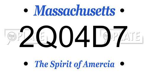 2Q04D7 Massachusetts License Plate