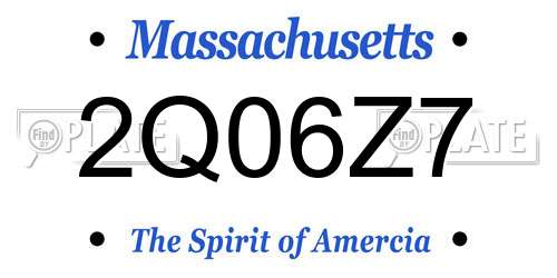 2Q06Z7 Massachusetts License Plate
