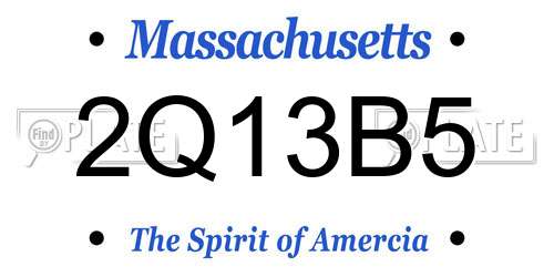 2Q13B5 Massachusetts License Plate