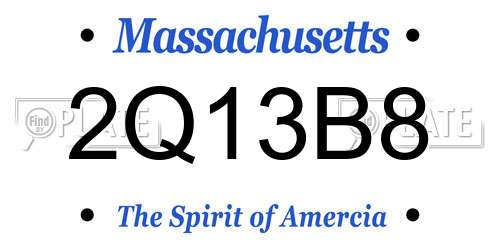 2Q13B8 Massachusetts License Plate