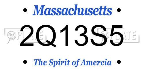 2Q13S5 Massachusetts License Plate