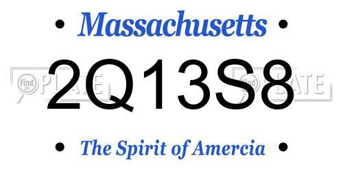 2Q13S8 Massachusetts License Plate