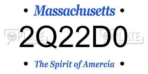 2Q22D0 Massachusetts License Plate