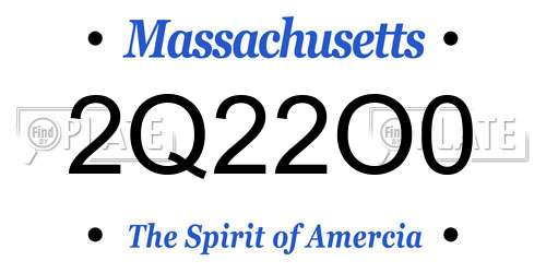 2Q22O0 Massachusetts License Plate