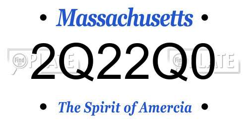 2Q22Q0 Massachusetts License Plate