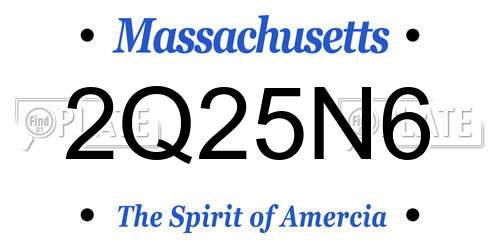 2Q25N6 Massachusetts License Plate