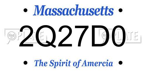 2Q27D0 Massachusetts License Plate