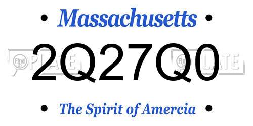 2Q27Q0 Massachusetts License Plate