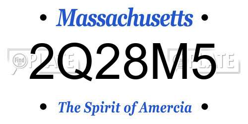 2Q28M5 Massachusetts License Plate