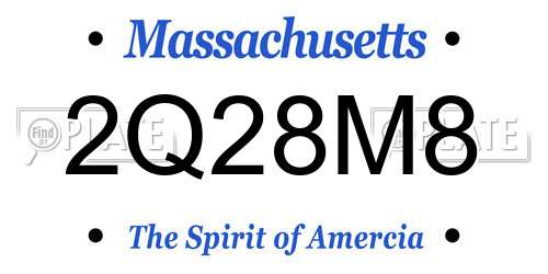 2Q28M8 Massachusetts License Plate