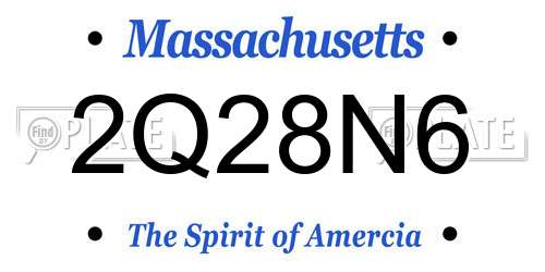 2Q28N6 Massachusetts License Plate