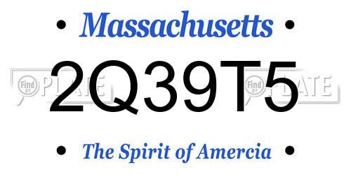 2Q39T5 Massachusetts License Plate