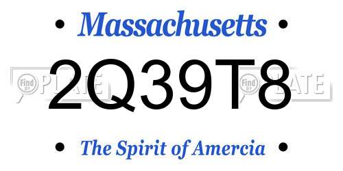 2Q39T8 Massachusetts License Plate